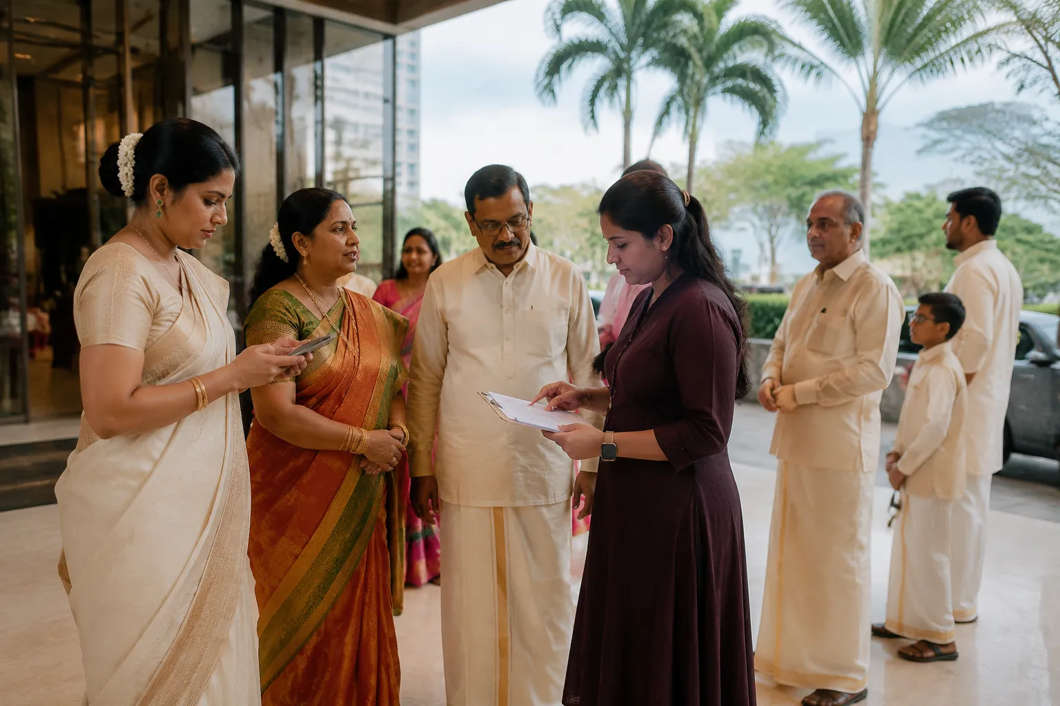 Singapore wedding coordination details including ceremony access, family photographs, and transport