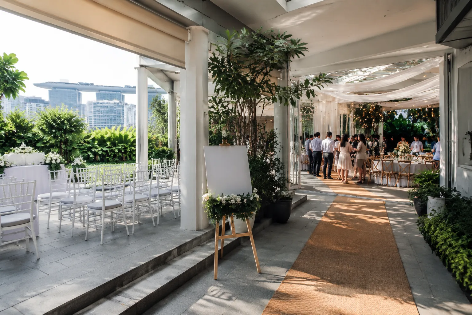 A comparison of ceremony-day paths connecting solemnisation, family activities, photography, meals, and onward events